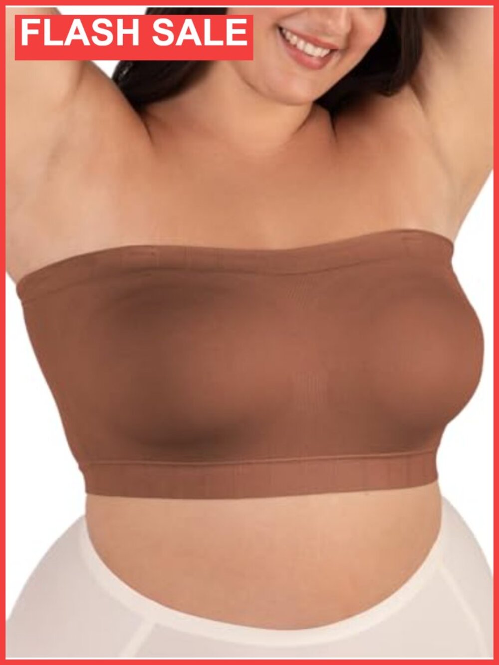 Strapless Wireless Bandeau Bra No-Slip Grip Convertible Strap Seamless